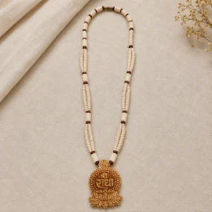 Tulsi Shree Radha Naam Lotus Pendant Mala