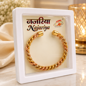 Gold & Rose-Gold Tone Twisted Braided Open Cuff Bracelet for Women