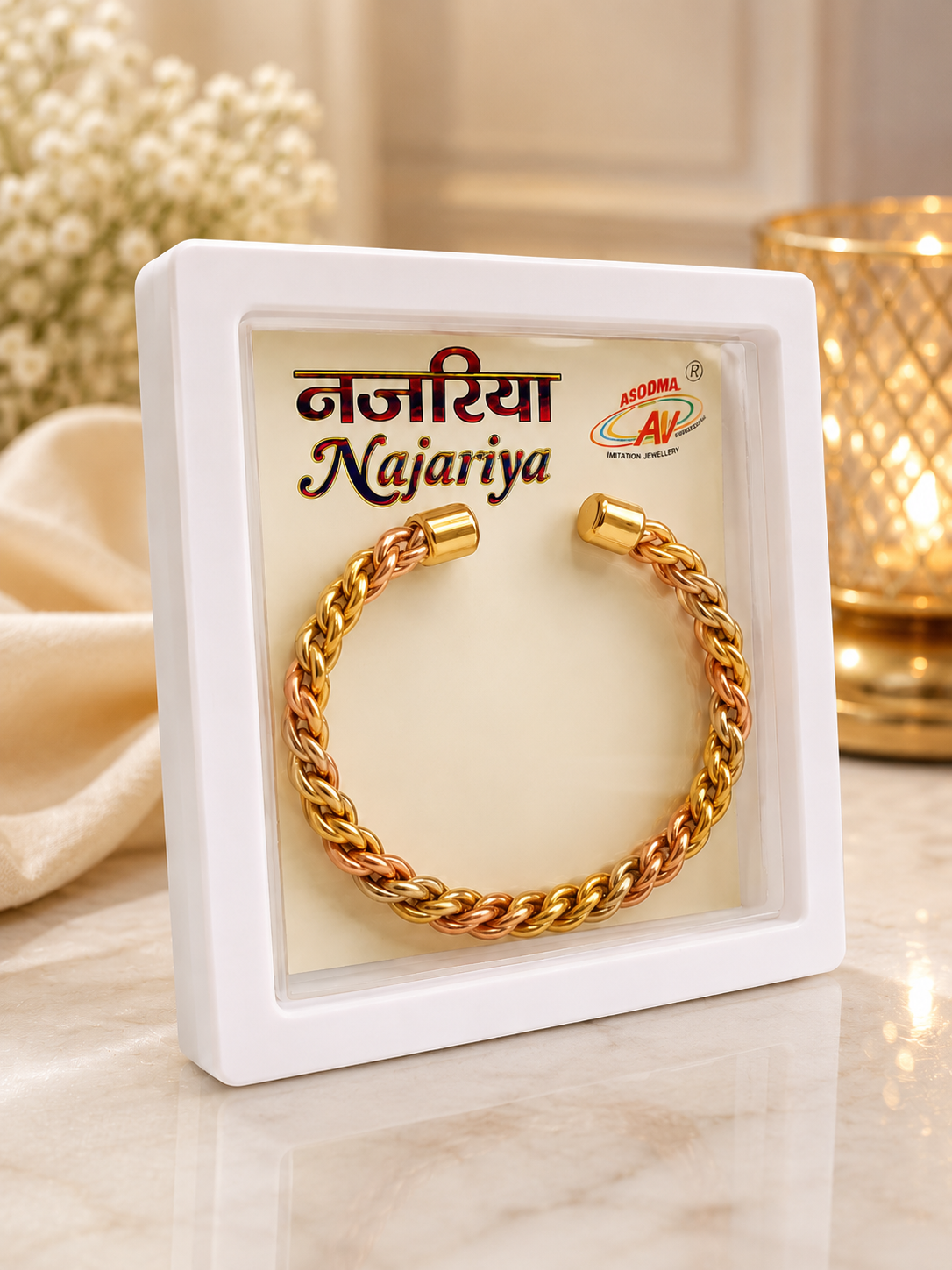 Gold & Rose-Gold Tone Twisted Braided Open Cuff Bracelet for Women