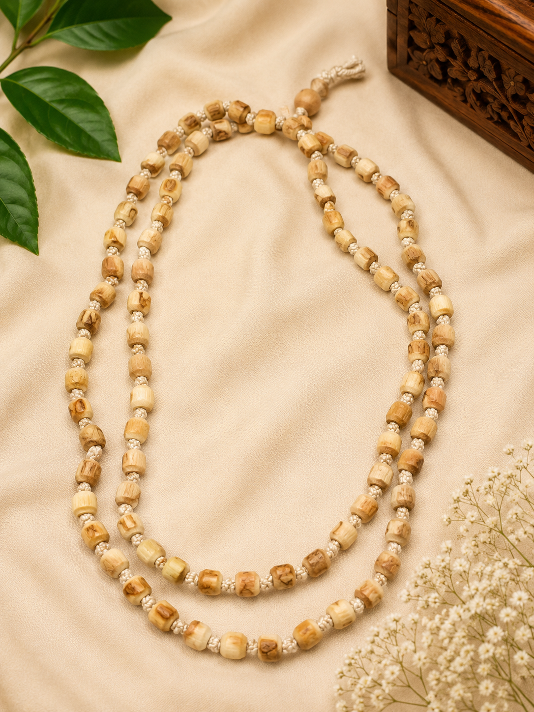 Original Hand-Knotted 2-Round Tulsi Kanthi Mala for Men & Women