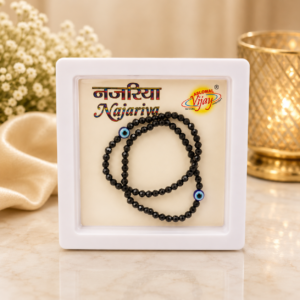 Kids Black Faceted Evil Eye Najariya Bracelet Set (Pair of 2)