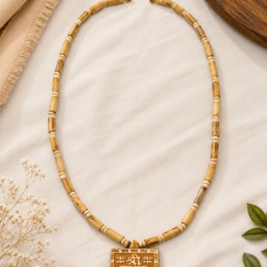 Wooden Shree Radha Square Pendant Kanthi Mala for Men & Women