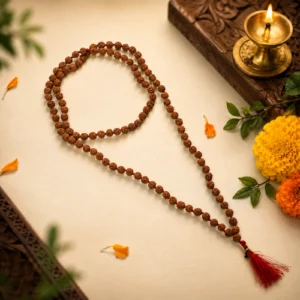5 Mukhi Rudraksha Mala 108+1 Beads | Certified 7mm Beads | Spiritual Protection, Focus & Positivity | Lord Kalagni Rudra Blessings | Sawan Special | Rudraksha Mala Original for Men & Women