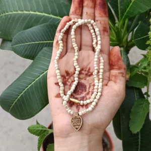 Original Tulsi 1 Round Kanthi Mala Small Beads With Small Radha Pendant for Men & Women | 2mm Beads