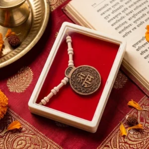 Premium Handcrafted Wooden Pendant Mala - Engraved 'Shri Radha' & 'Shri Ram' Options