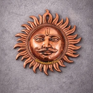 Premium Handmade Surya Dev Wall Hanging - Fine Carved Metal Aluminum Sun Face for Vastu & Decor