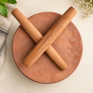 Premium Natural Chandan Rubbing Stone (Pata) with 2 Sandalwood Sticks Set - For Daily Pooja & Tilak