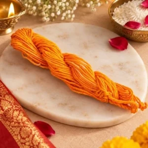 Premium Saffron Sacred Thread (Kalawa / Mauli) - Traditional Orange Cotton Cord for Pooja & Raksha Sutra