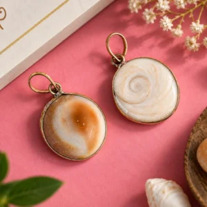 Premium Gomati Chakra Locket/Pendant - Natural Sacred Shell Pendant in Metallic Setting for Protection & Prosperity