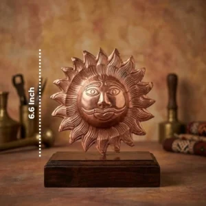 Premium Surya Dev Metal Idol with Wooden Base (6.6 Inch) - Tabletop Vastu Decor & Showpiece